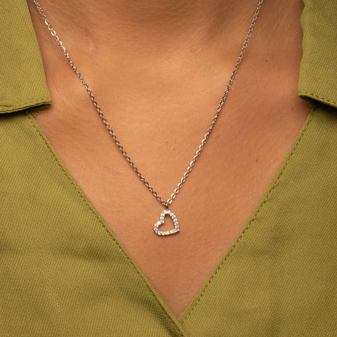 Silver open heart pendent
