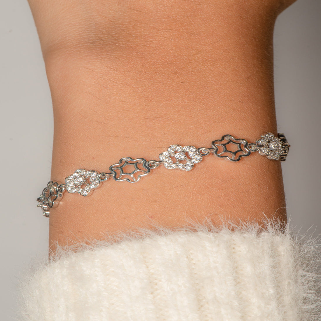 Silver Floral Bracelet