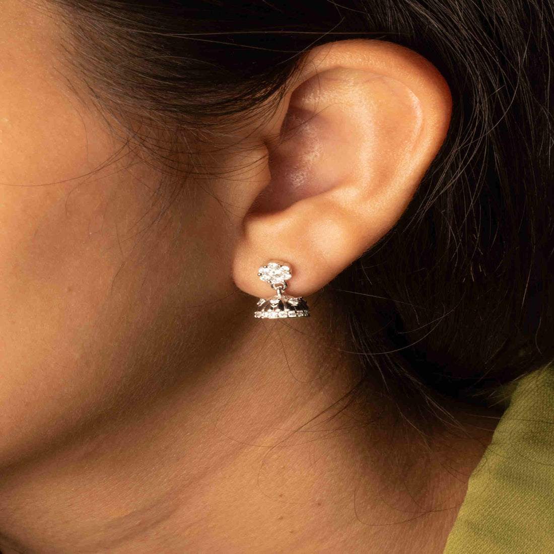 Emara Classic Silver Jhumka