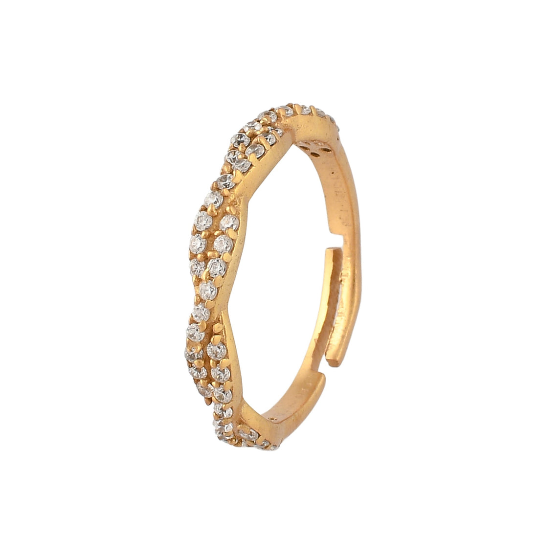 CZ studded gold twisted 
adjustable ring