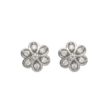Silver Flower Star Earrings
