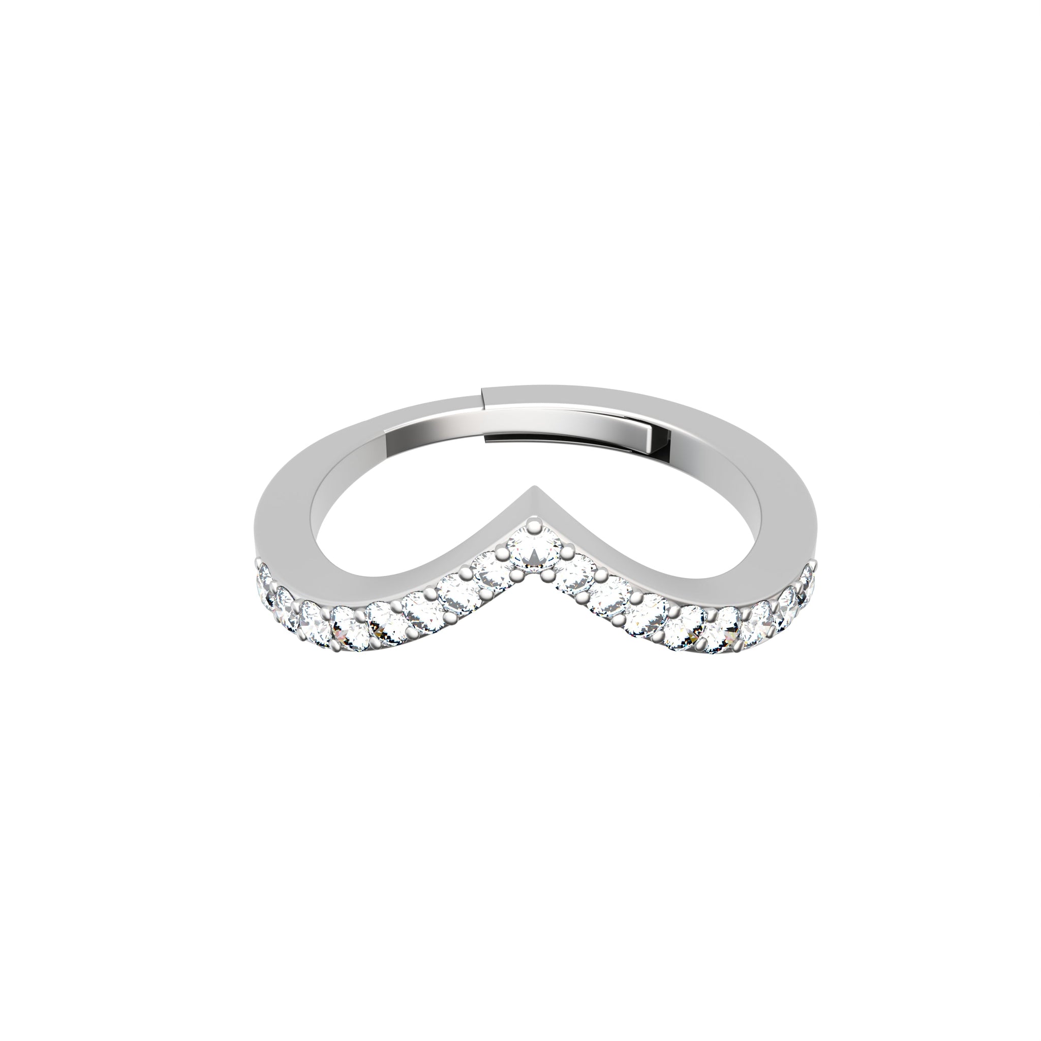 Crystal V Silver Ring