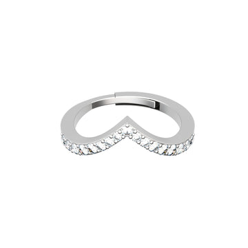 Crystal V Silver Ring